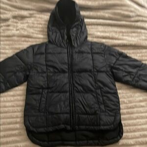 GAP Factory Black Puffer Jacket with Hood and Quilted Design
